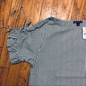J Crew Striped Ruffle Top